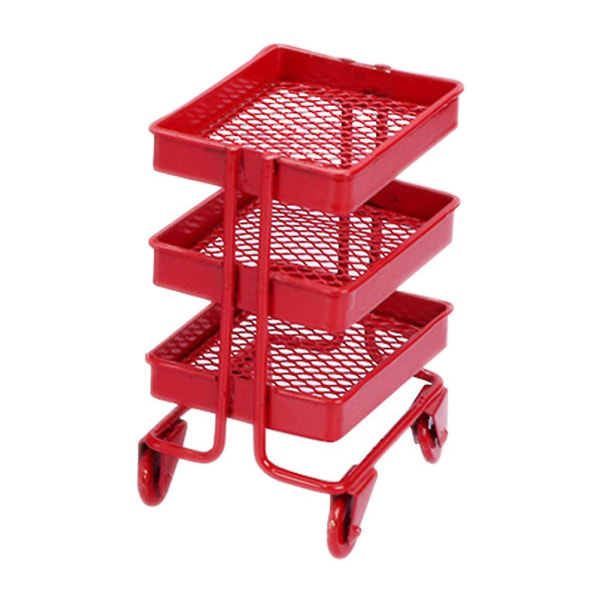 Simuleret Mini Vogn Opbevaringsvogn Pynt Til Minihus Bevægelig Vogn Opbevaringsstativ ModelRød7.5X5 Red 7.5X5.2X4CM