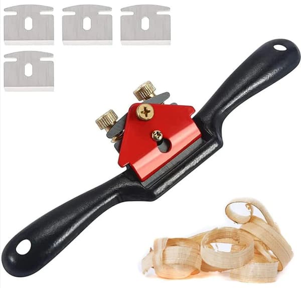 Adjustable Woodworking Hand Planer, Wood Cutter, 210mm Adjustable Spoke Shave with 4 Blades