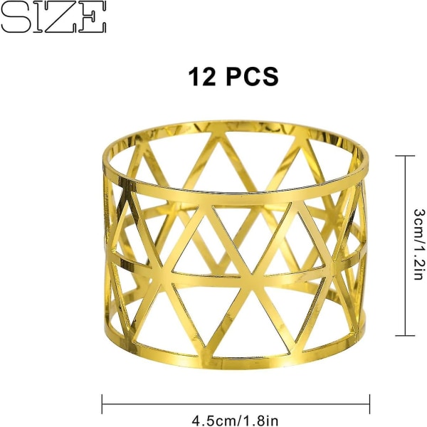 Servietringe 12 stk. Guld Hule Metal Servietringe Servietring Holder Borddekoration Kompatibel Med Bryllup Fødselsdagsfest