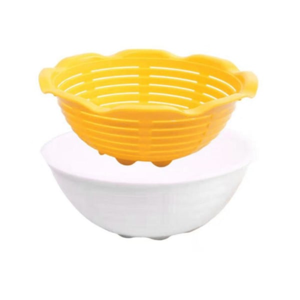 Brødgjæringskurv Fruktvasking grønnsaksvannkurv Dobbeltlagsplast til hjemmet (gul White 22X22CM