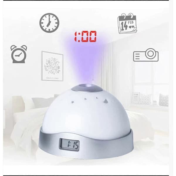 Ceiling Projector Alarm Clock, Projection Alarm Clock with Mood Lighting, Simple and Practical Ceiling Projection Alarm Clock Digital Clock, Star Light