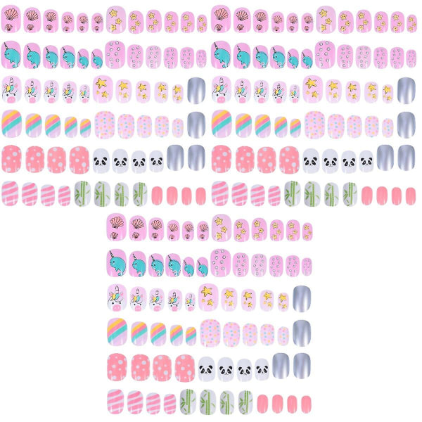 288 st Kids lösnaglar tryck på konstgjord nagelspets flicka falska naglar kit216 st11x6cm 216 pcs 11x6cm