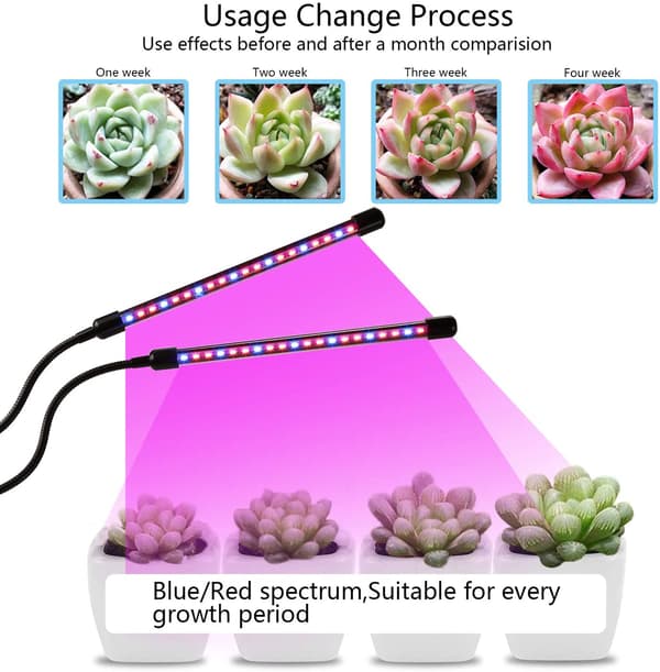 Plantelys / plantebelysning med 2 fleksible LED-lysrør