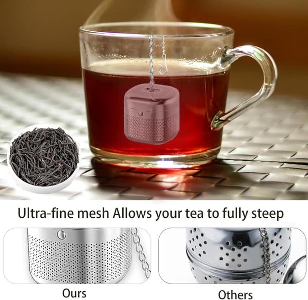 Fine Mesh 3.8x3.8cm Square Tea Infuser with Chain Hook and Lid for Loose Leaf Tea