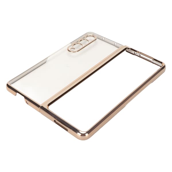 Galvanized Front and Back Phone Case, Scratch-Resistant Protective Cover for Samsung Galaxy Z Fold 3, Foldable Phone, Gold