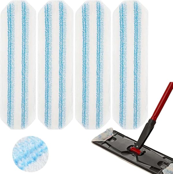 Mikrofiber moppepuder til O Cedar H2pro - 4-pak erstatnings flad moppe refill - Vaskbar genanvendelig våd tør rengøringsdug