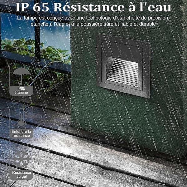 2 pcs 6W LED Recessed Wall Light, Cool White IP65 Waterproof Stair Lighting, 85mm