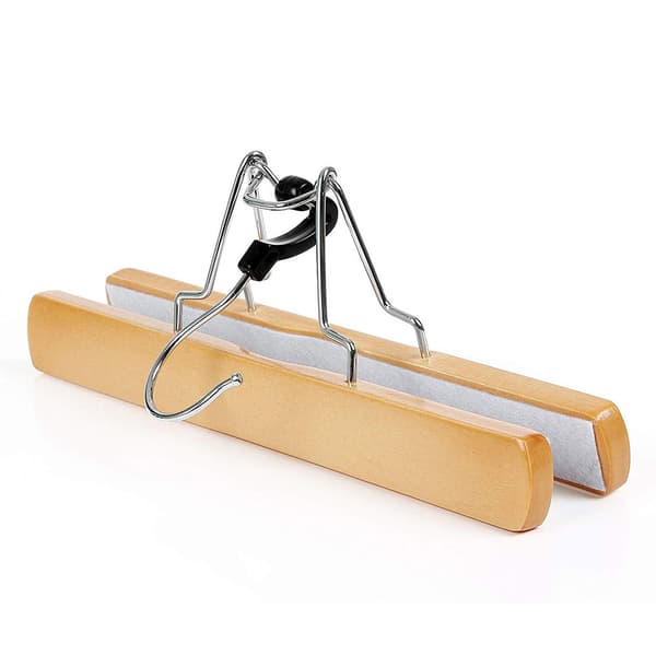 Wooden Trouser Hangers with 360° Swivel Hooks - 12-Pack
