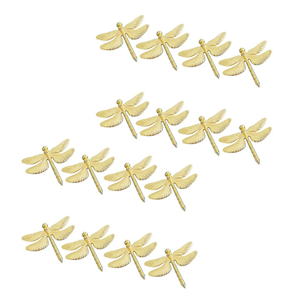 16 stk. Dragonfly Serviettringer Gull DIY Hotell Bryllup Bankett Bordvisning Metall Serviettspenne Krist