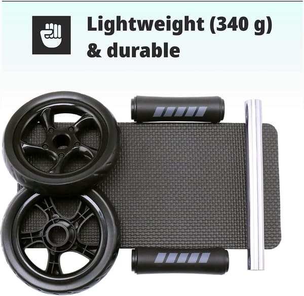 Ab Roller for Strength Training Equipment - Abdominal Wheel for Sit-Up Exercises for Home Gym with Extra Thick Knee Pad Mat - Ab Trainer with Dual Glide Wheels