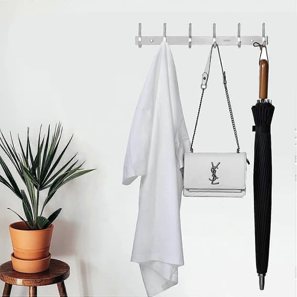 Dww-Wall Mounted Coat Rack, Stainless Steel Clothes Hooks Wall Hook for Bedroom Bathroom Kitchen (4 Hooks, Silver)