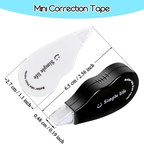 Mini Correction Tape 6 PCS Correction Mouse White and Black Correction Tape Roller School and Office Supplies