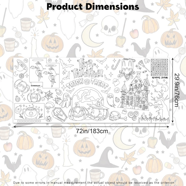 Halloween Jättefärgplansch, 30 x 72 Tum Stor Färgduk för Halloweenaktiviteter för Barn, Klassrum Födelsedag