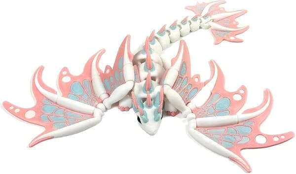 Leddet drageleke 18 cm Rosa 3D-printet flygende dyr Fidget skrivebordsdekorasjon [Ho]
