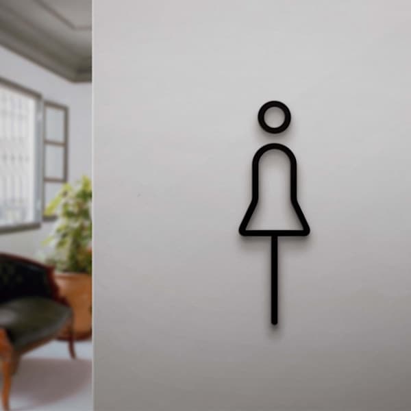 2 stk. Toiletskilt BH Vaskerum Dør Væg Etiket Mærkat