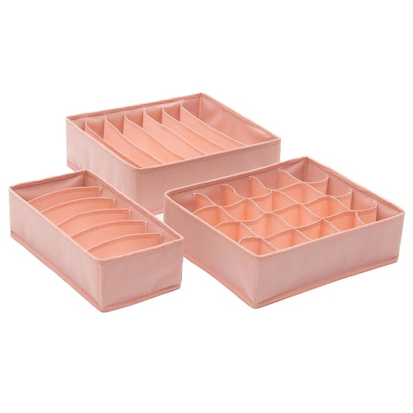 Skuffboks med romdeler, sokkboks, sammenleggbar oppbevaringsboks, bh-skufforganisator, rosa, 33x28x9 cm Pink 33x28x9cm