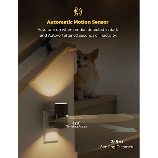 1/2 pcs Modern LED Night Lights - Wall Socket Mounting - Warm White Light - 0-100 Lumens Dimmable - Motion Sensor - For Bedroom and Hallway White 1PC white 1PCS white 1PCS