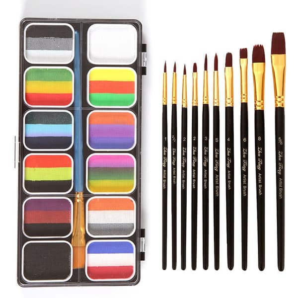 Nationaldags Regnbue Ansigtsmaling Kostume Ansigtskropsmakeup, med 10 Pensler-X46-