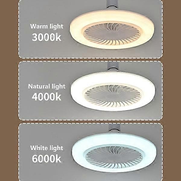 Ceiling Fan with Lamp for Bedroom - E27 3 Colors Built-in Ceiling Fans with Remote Control Intelligent Control Eye Protection Dimmable