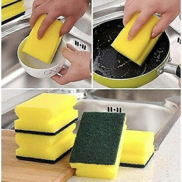 Heavy Duty Scrubber Sponge, Double-Sided Dish and Cleaning Sponge for Kitchen, Bathroom, and Home Cleaning (8-Pack)