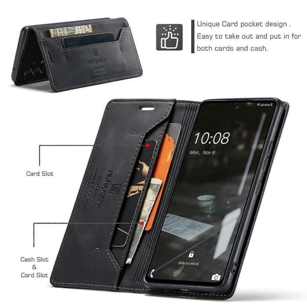 [GKS]AUTSPACE A01-serien PU-läderfodral för Samsung Galaxy A53 5G, RFID-blockerande plånboksfodral med ställ