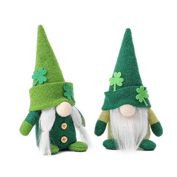 2 stk. St. Patrick's Day Irsk Leprechaun Myk Håndlaget Skandinavisk Mars Nisse Elf Dverg Grønn Skandinavisk Filt Nisse