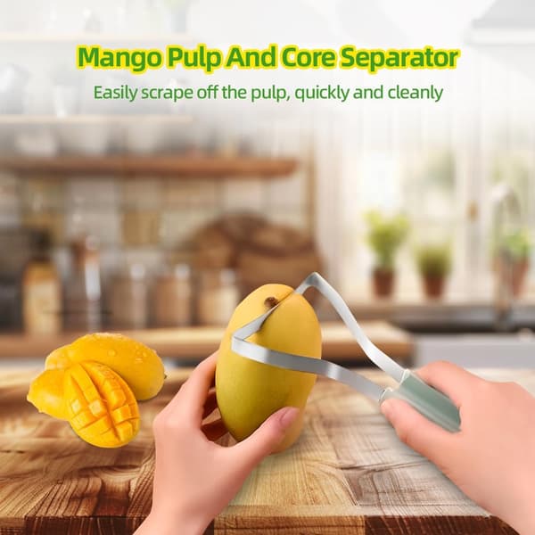 3-in-1 Mango Slicer, Peeler & Corer - Stainless Steel Fruit Cutter for Avocado, Peach, Watermelon