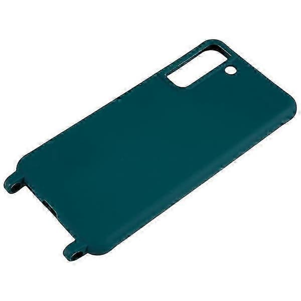 Kompatibel med Galaxy S21 FE 5G Stötsäkert bakstycke Flexibelt TPU-telefonfodral med snodd (mörkgrön)
