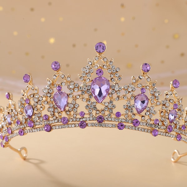 Bryllupskrone for brud - Rhinestone prinsesse tiara for kvinner - Dronning krone - Håndlaget bryllup krone - Hårtilbehør - Tiara krone