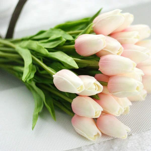 30 Pieces Artificial PU Latex Real Touch Tulips (Light Pink)