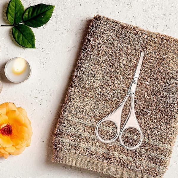 Rounded Tip Scissors for Nose and Ears - Versatile - Best for Nose, Eyebrows, Ears, Beard and Moustache (2 pcs, Silver)