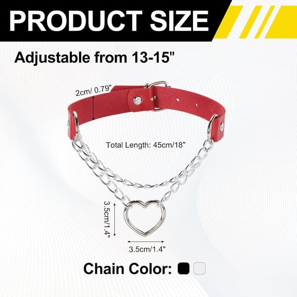 PU Läder Chokers Svart Silver Röd Black/Silver Red