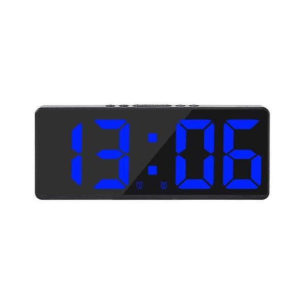 Spegel Digital Väckarklocka Röststyrning Bordsklocka Snooze Nattläge LED-klockor Stör ej Mo