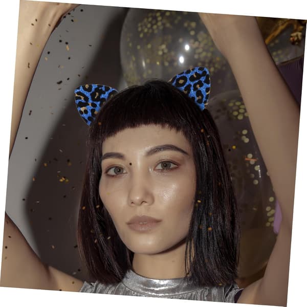 6 stk Katteører Hårbånd Glitter Fest Leopardmønstrede Jenter Søte Hårbånd Tilbehør