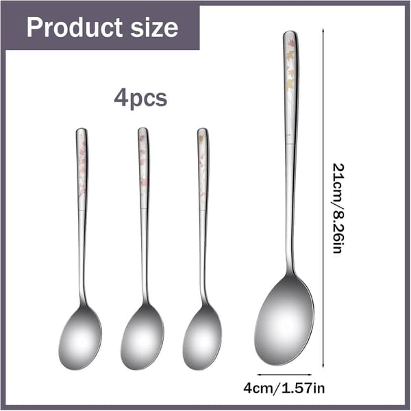 4 stk koreanske suppeskjeer, tomme metalldesign for