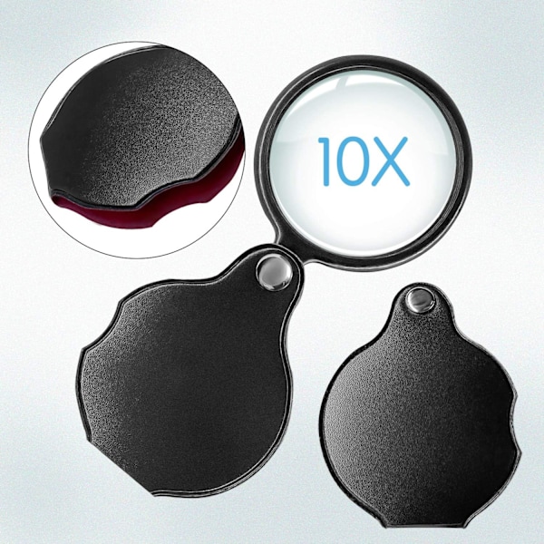 2 kpl 10x Pieni Tasku Luppi Premium Taittuva Mini Luppi Kiertävällä Suojakuorella, Soveltuu Lukemiseen