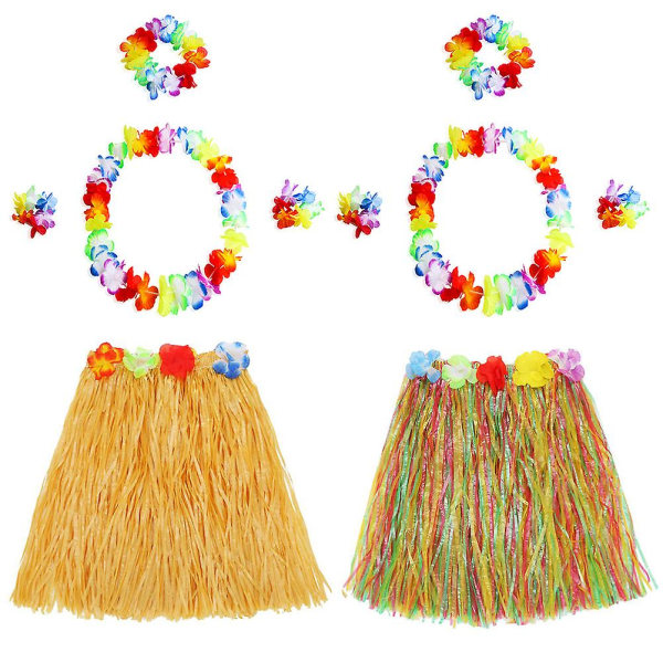 2 set Tropical Hula-danskjol Tropisk Hula Grass-kjol Hawaii Grass-kjol Set Hawaii Hula-kjol Färgglad 2st 2pcs