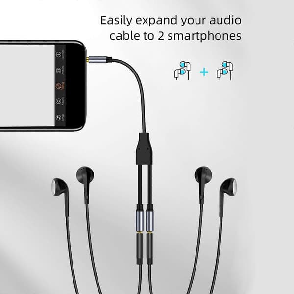 3,5 mm hun til 2 dobbelte 3,5 mm han AUX lydsplitterkabel headset til PC