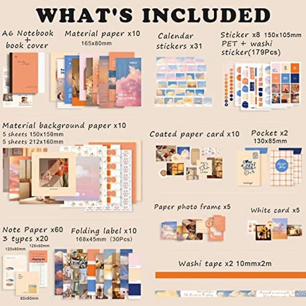 Estetisk Scrapbooking-sett, Junk Journal-sett med Journalføring/Scrapbookingmateriale, Gave til Tenåring (