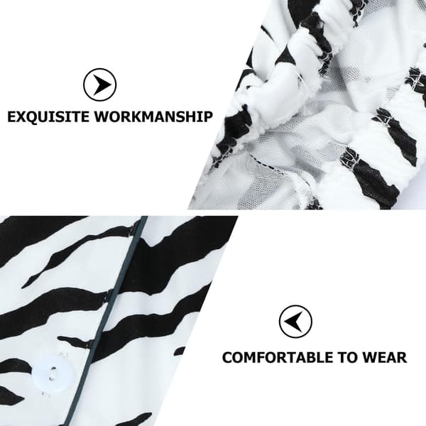 Pyjamas med zebraprint til kvinder, langærmet, letvægts forårs- og efterårspyjamas med reverskrave til hjem og fritid