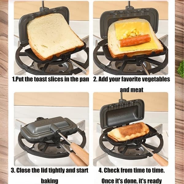 Pølselommemaker Japansk sandwichmaker Nonstick dobbeltsidig grillpanne Rask [Ho]