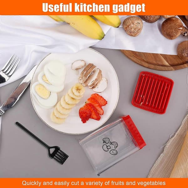 Cup Slicer Fruit Strawberry Slicer with Cleaning Brush Cutting Tool Kitchen Utensils for Banana Egg Salad 2pcs