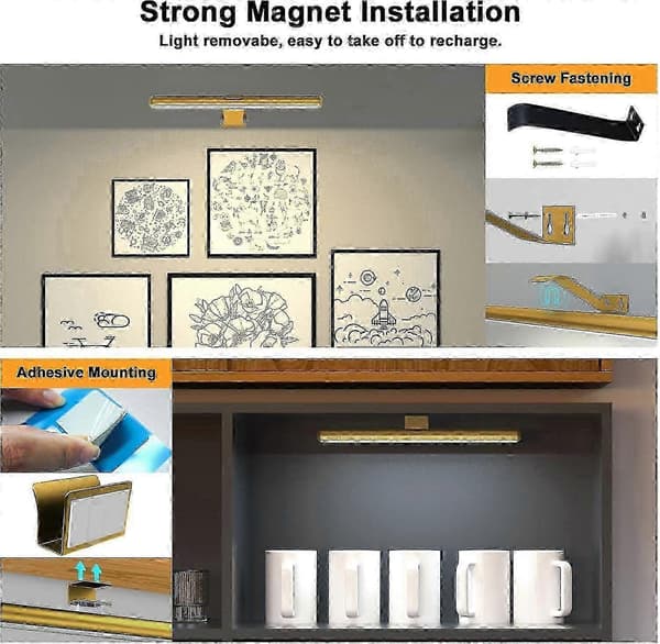 Wireless Picture Light Rechargeable with Remote Control, 300LM Art Battery Display Lamp, 3 Modes Magnetic Wall Light
