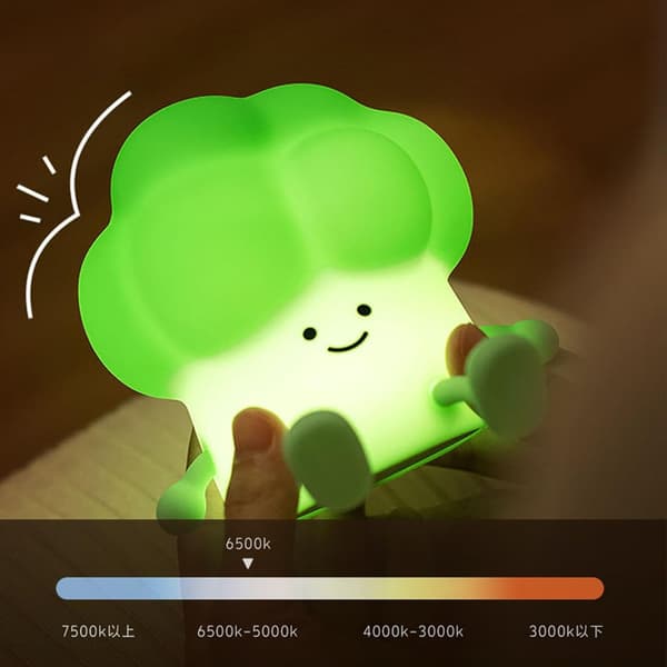 Touch-aktiveret natlampe til børn, genopladelig sengelampe med broccoli-design