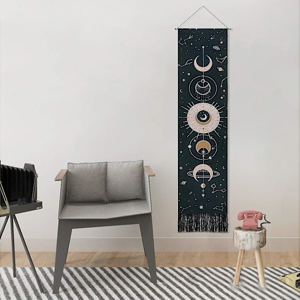 Kuu-tapetti Psykedeelinen Seinävaate Tapetti Koti Sisustus Makuuhuoneelle 51 X 13 Tuumaa (130 X 32 Cm), Musta