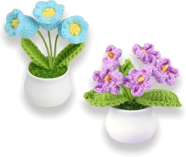 2 STK Hæklede Potteblomster 2 STK