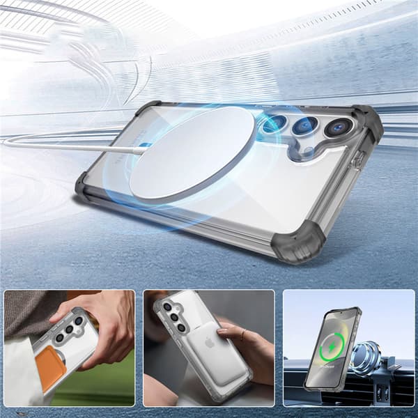 Stilfuldt gennemsigtigt sort cover til Samsung S24 Plus/S25 Plus