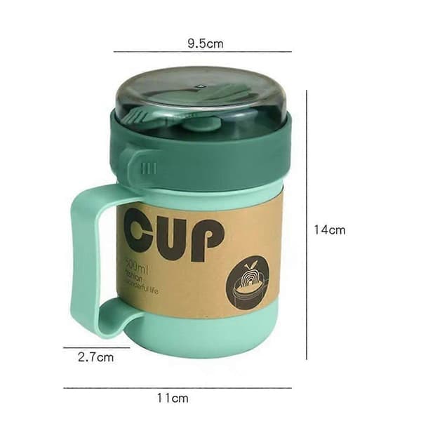 Portable Breakfast Mug Oatmeal Mug Cereal Nut Yogurt Mug Snack Mug Soup Mug Microwave with Lid and Spoon for Kitchen Utensils