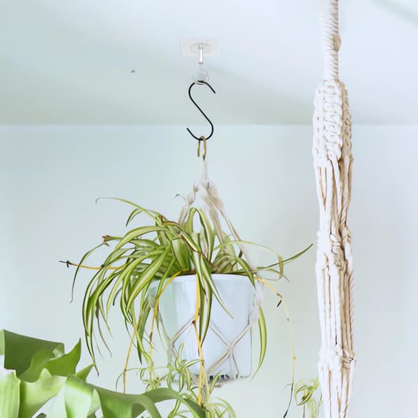 Self-adhesive Ceiling Hooks, 4-pack, 13.6 kg, Super Strong for Hanging Plants, Strong Ceiling Hanger for Outdoor Use Without Drilling, Self-adhesive Hooks