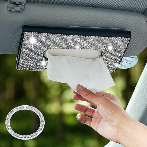 Bling Bling Bil Solskærm Tissueboks PU Læder Tissue Etui Holder